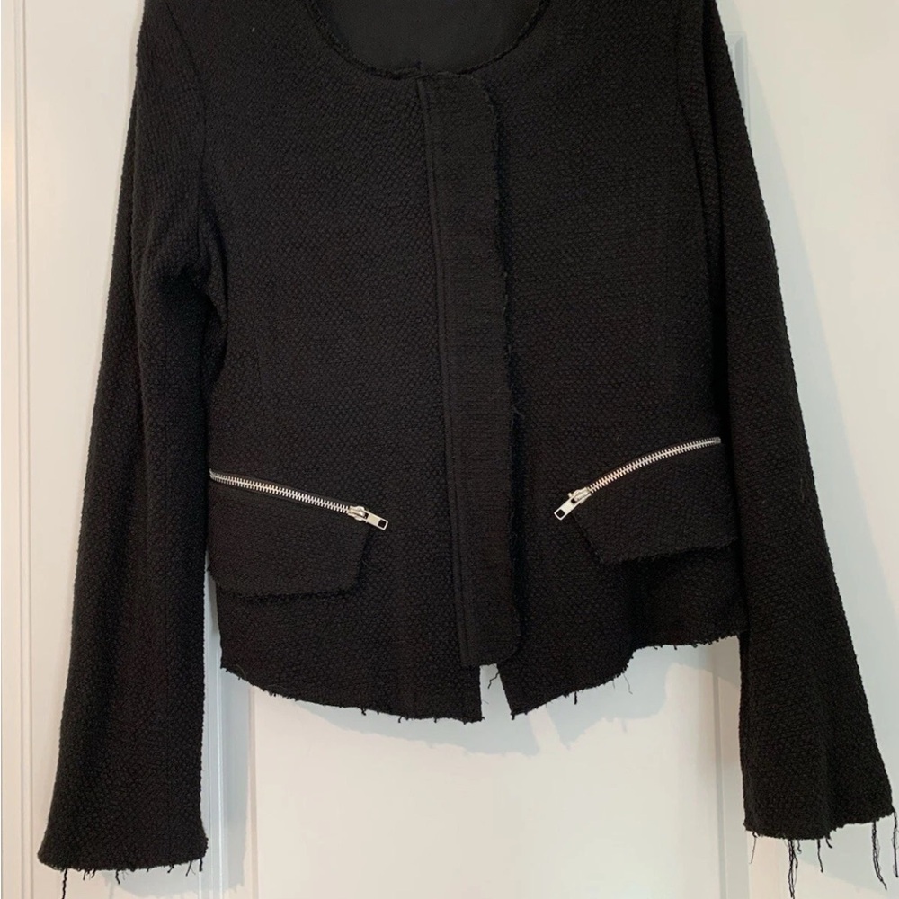 Gibson distressed tweed  Black Women's Jacket blazer NWOT medium